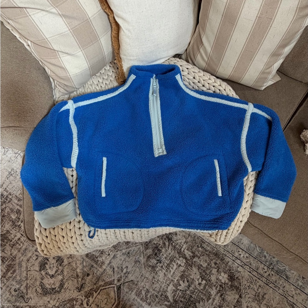 FP Movement Mountain High Fleece, SmalBlue and White Quarter-Zip Fleece Pullover